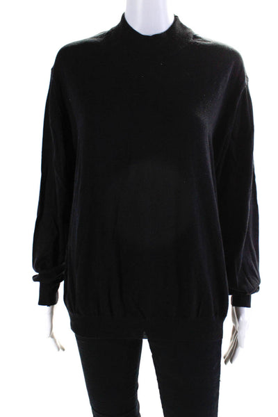 525 America Womens 100% Cotton Mock Neck Long Sleeved Thin Sweater Black Size M