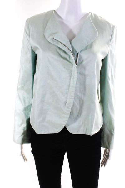 Giorgio Armani Womens Long Sleeved Fabric Motorcycle Jacket Mint Green Size L