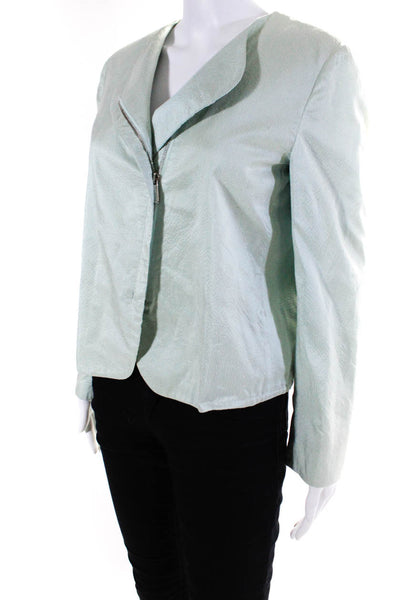 Giorgio Armani Womens Long Sleeved Fabric Motorcycle Jacket Mint Green Size L