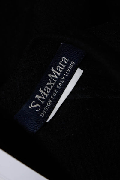 'S Max Mara Womens Long Sleeved Round Neck Knee Length Shift Dress Black Size L
