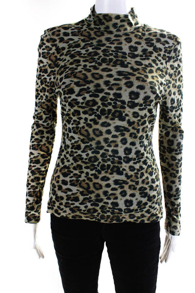 Nicole Miller Womens Leopard Printed Mesh Top Size 6 14172324