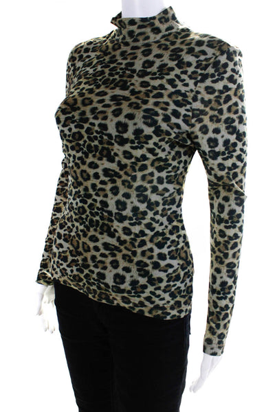 Nicole Miller Womens Leopard Printed Mesh Top Size 6 14172324