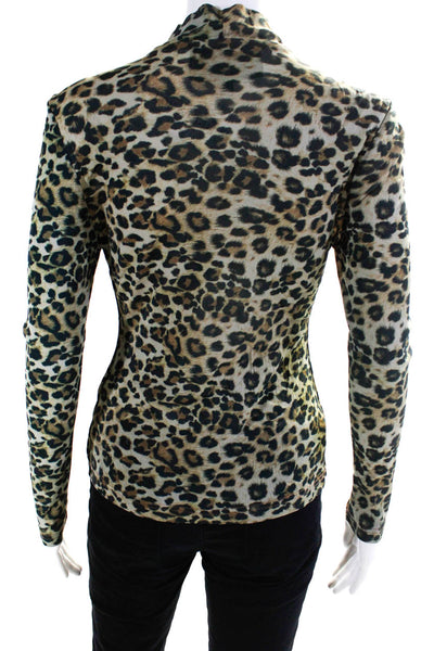 Nicole Miller Womens Leopard Printed Mesh Top Size 6 14172324