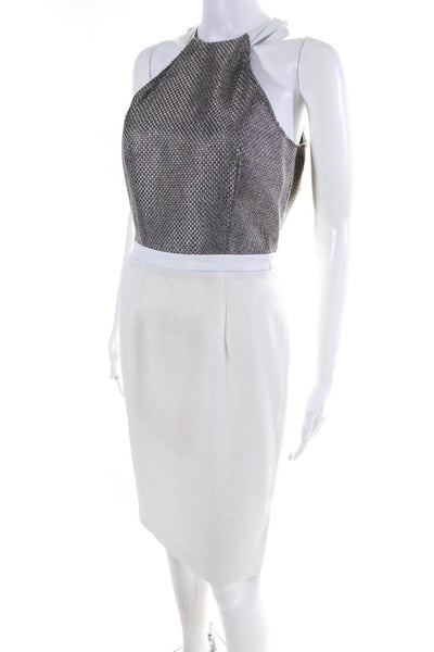 Asilio Women's High Neck Slit Hem Bodycon Midi Dress Gray Size S