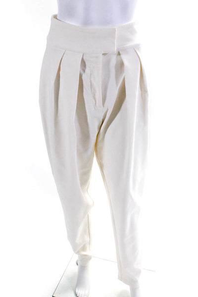 NBD Women's Hook Closure Pockets Straight Leg Dress Pant Cream Size 28