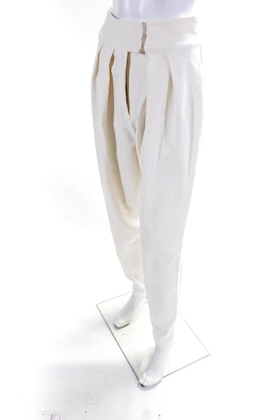 NBD Women's Hook Closure Pockets Straight Leg Dress Pant Cream Size 28