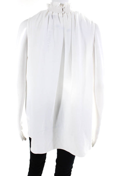 Pearl By Lela Rose Women's Sleeveless Ruffle Collar Blouse White Size L