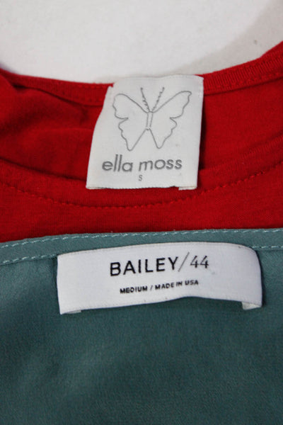 Bailey44 Ella Moss Women's Silk Cold Shoulder V-Neck Blouse Blue Size M S, Lot 2