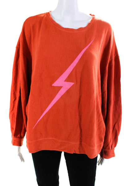 Sundry Womens Cotton Crew Neck Long Sleeve Graphic Sweatshirt Orange Size 4