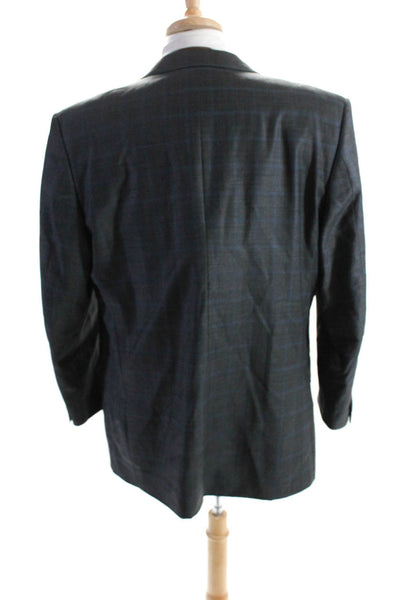 Ermenegildo Zegna Mens Wool Striped Darted Buttoned Blazer Gray Size EUR44