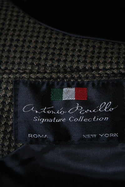 Antonio Parillo Mens Woven Textured Striped Buttoned Blazer Brown Size EUR42