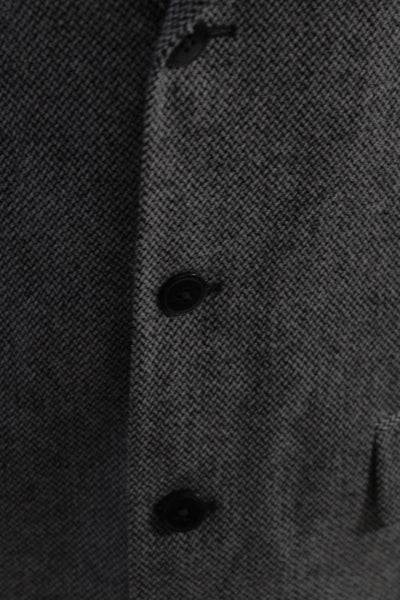 Bachrach Mens Wool Striped Textured Buttoned Collar Blazer Black Size EUR39