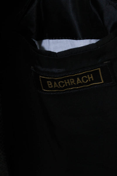 Bachrach Mens Wool Striped Textured Buttoned Collar Blazer Black Size EUR39