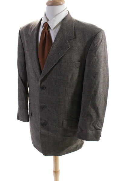 Nino Cerruti Mens Striped Buttoned Long Sleeve Collared Blazer Brown Size EUR44