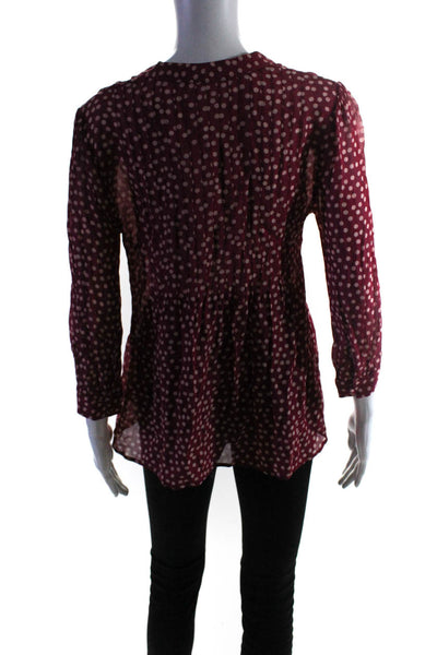 Boden Women's V-Neck 3/4 Sleeves Polka Dot Blouse Red Size 8