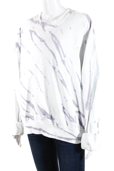 Good American Women's Cotton Tie-Dye Print Crewneck Sweatshirt White Size 2