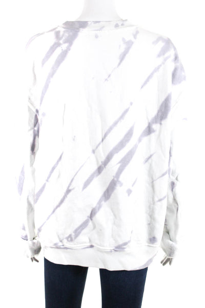 Good American Women's Cotton Tie-Dye Print Crewneck Sweatshirt White Size 2