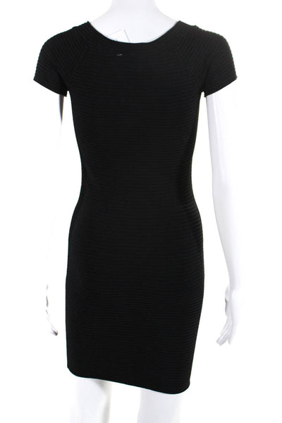 Alexander Wang Women's Scoop Neck Short Sleeve Bodycon Mini Dress Black Size S