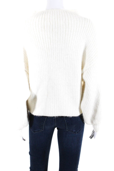 Tabmini  Women's Mock Neck Long Sleeves Pullover Sweater Cream Size S
