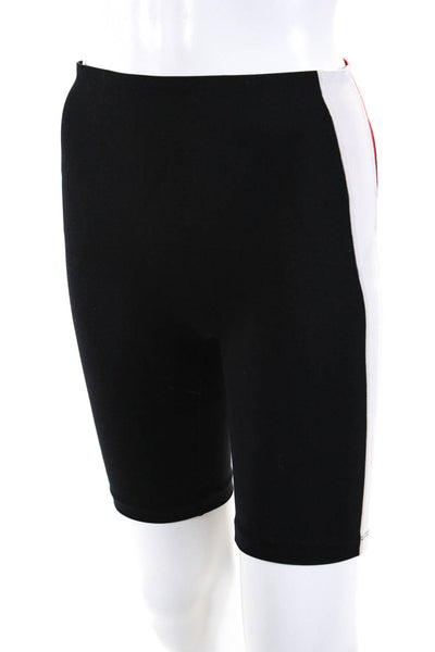 Noli Womens Striped Athletic Sports Bra Biker Shorts Set Black Size S