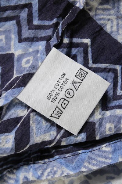 IRO Womens Cotton Geometric Print V-Neck Long Sleeve Blouse Top Purple Size 40