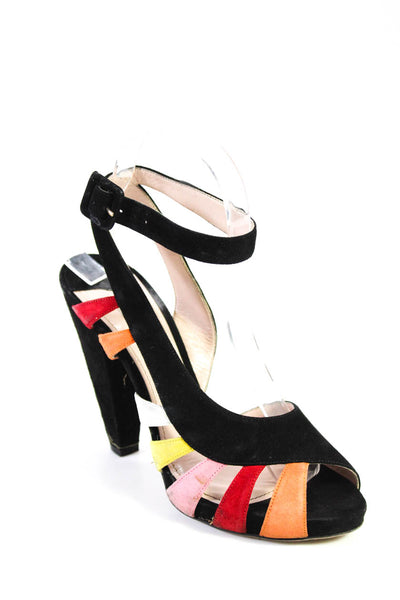 Miu Miu Women's Suede Peep Toe Strappy D'orsay Heels Multicolor Size 6.5