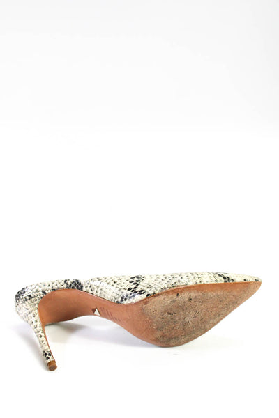 Schutz Women's Pointed Toe Snake Print Stiletto Slip-On Sandals Size 6