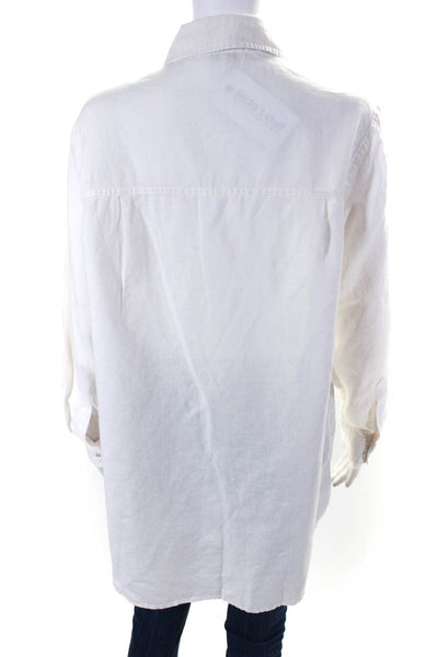 Weworewhat Women's Collar Long Sleeves Button Down Shirt White Size XS