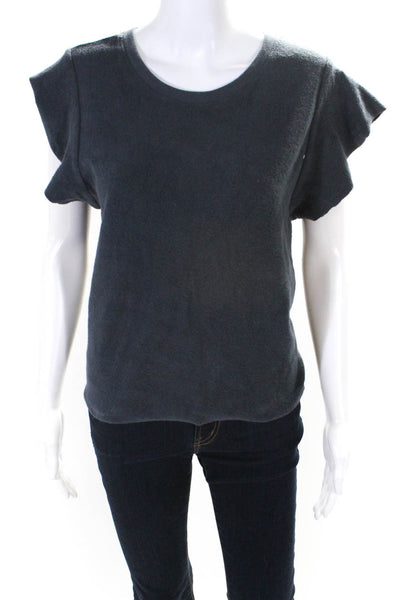 Goldie Womens Cap Sleeved Relaxed Fit Round Neck Blouse Shirt Dark Gray Size S