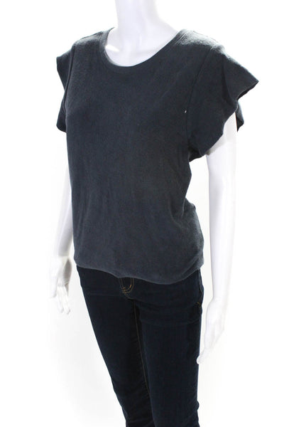 Goldie Womens Cap Sleeved Relaxed Fit Round Neck Blouse Shirt Dark Gray Size S