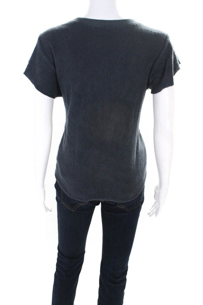 Goldie Womens Cap Sleeved Relaxed Fit Round Neck Blouse Shirt Dark Gray Size S