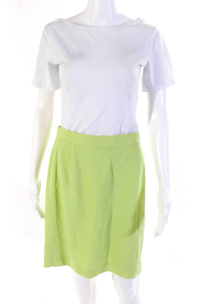 Escada Womens Darted Back Zipped Buttoned Straight Skirt Green Size EUR40