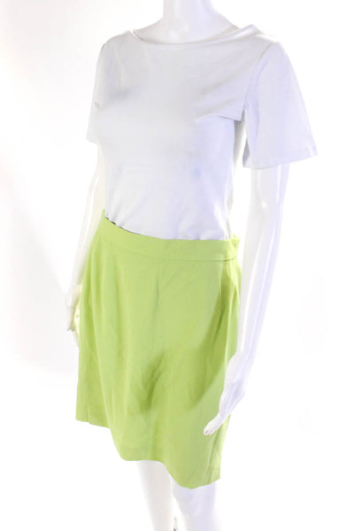 Escada Womens Darted Back Zipped Buttoned Straight Skirt Green Size EUR40