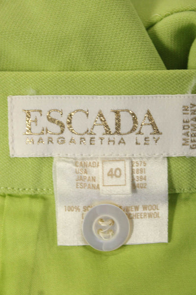 Escada Womens Darted Back Zipped Buttoned Straight Skirt Green Size EUR40