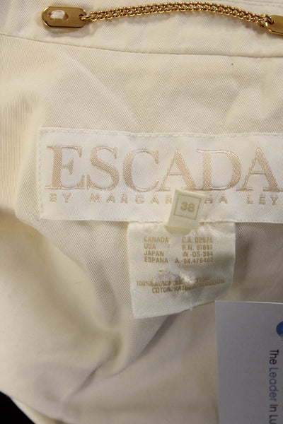 Escada Womens Cotton Buttoned Collared Short Sleeve Darted Top White Size EUR38