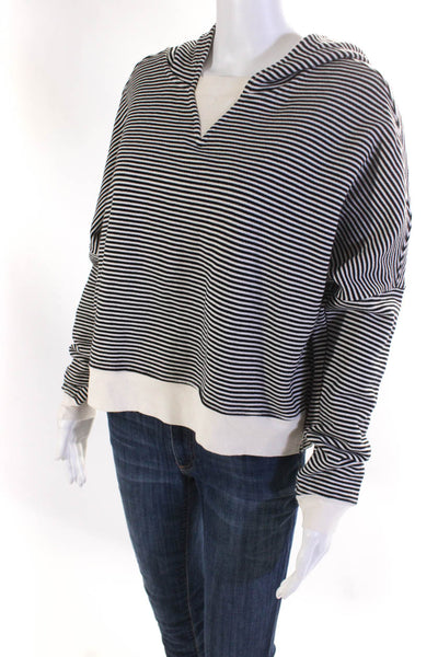 Stateside Womens Striped Long Sleeved Relaxed Fit Hoodie Cream Black Size S