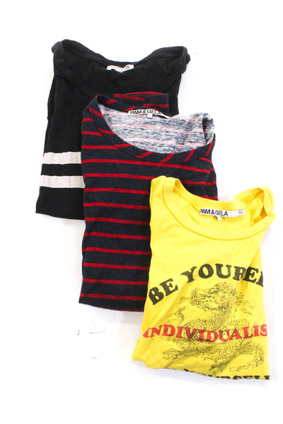 Sundry Pam & Gela Womens Short Sleeved T Shirts Black Yellow Navy Size 1 S Lot 3