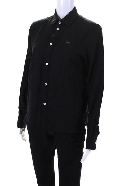 Billy Reid Womens Long Sleeves Button Down Shirt Black Cotton Size Small