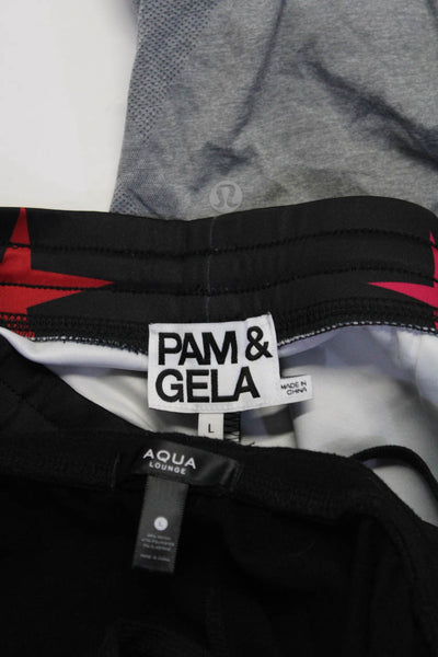 Pam & Gela Aqua Lulumeon Womens Pants Shorts Black Gray Size Large 10 Lot 3