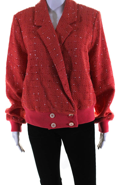 Etcetera Womens Tweed Double Breasted Long Sleeve Crop Blazer Jacket Red Size 14