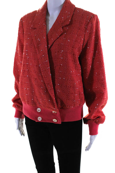 Etcetera Womens Tweed Double Breasted Long Sleeve Crop Blazer Jacket Red Size 14