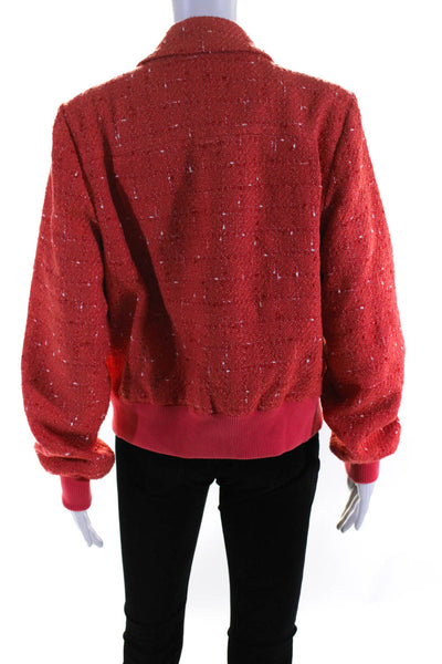 Etcetera Womens Tweed Double Breasted Long Sleeve Crop Blazer Jacket Red Size 14