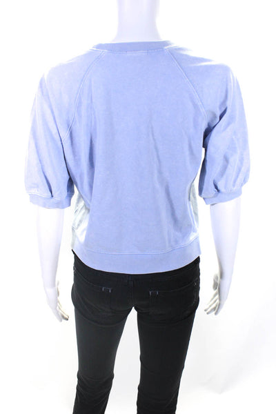 Rails Women's Acid Wash Short Sleeve Crewneck Sweatshirt Blue Size XS