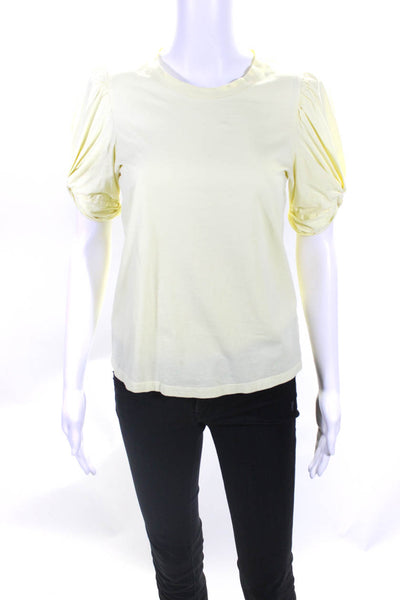 ALC Women's Puff Sleeve Crewneck T-Shirt Yellow Size S