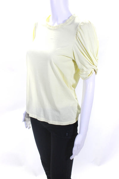 ALC Women's Puff Sleeve Crewneck T-Shirt Yellow Size S