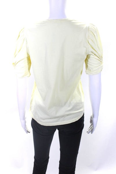 ALC Women's Puff Sleeve Crewneck T-Shirt Yellow Size S