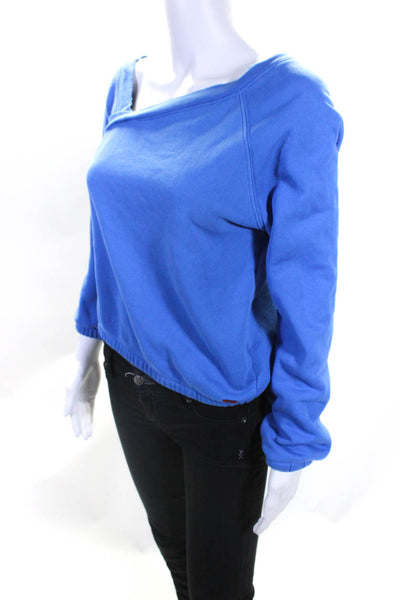 Philanthropy Women's Off Shoulder Cotton Pullover Sweatshirt Blue Size XS