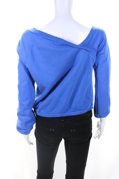 Philanthropy Women's Off Shoulder Cotton Pullover Sweatshirt Blue Size XS