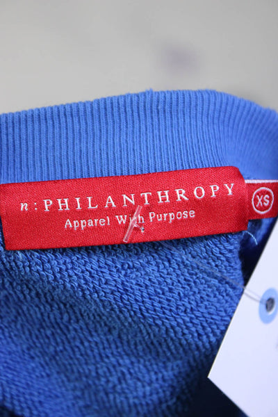 Philanthropy Women's Off Shoulder Cotton Pullover Sweatshirt Blue Size XS