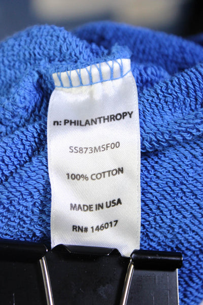 Philanthropy Women's Off Shoulder Cotton Pullover Sweatshirt Blue Size XS